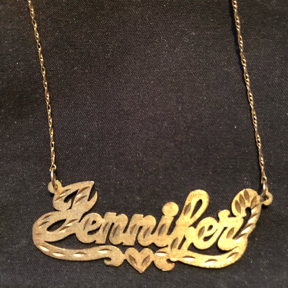 14k Gold “Jennifer” name plate necklace